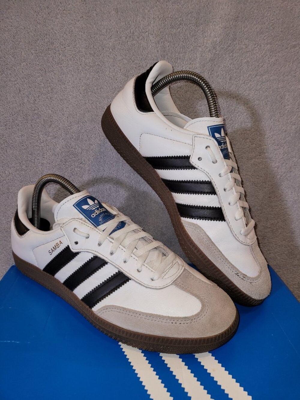 Adidas Samba OG J IE3675 Youth Size 7 White Black Brown Gum Sole Sneakers - Picture 3 of 14